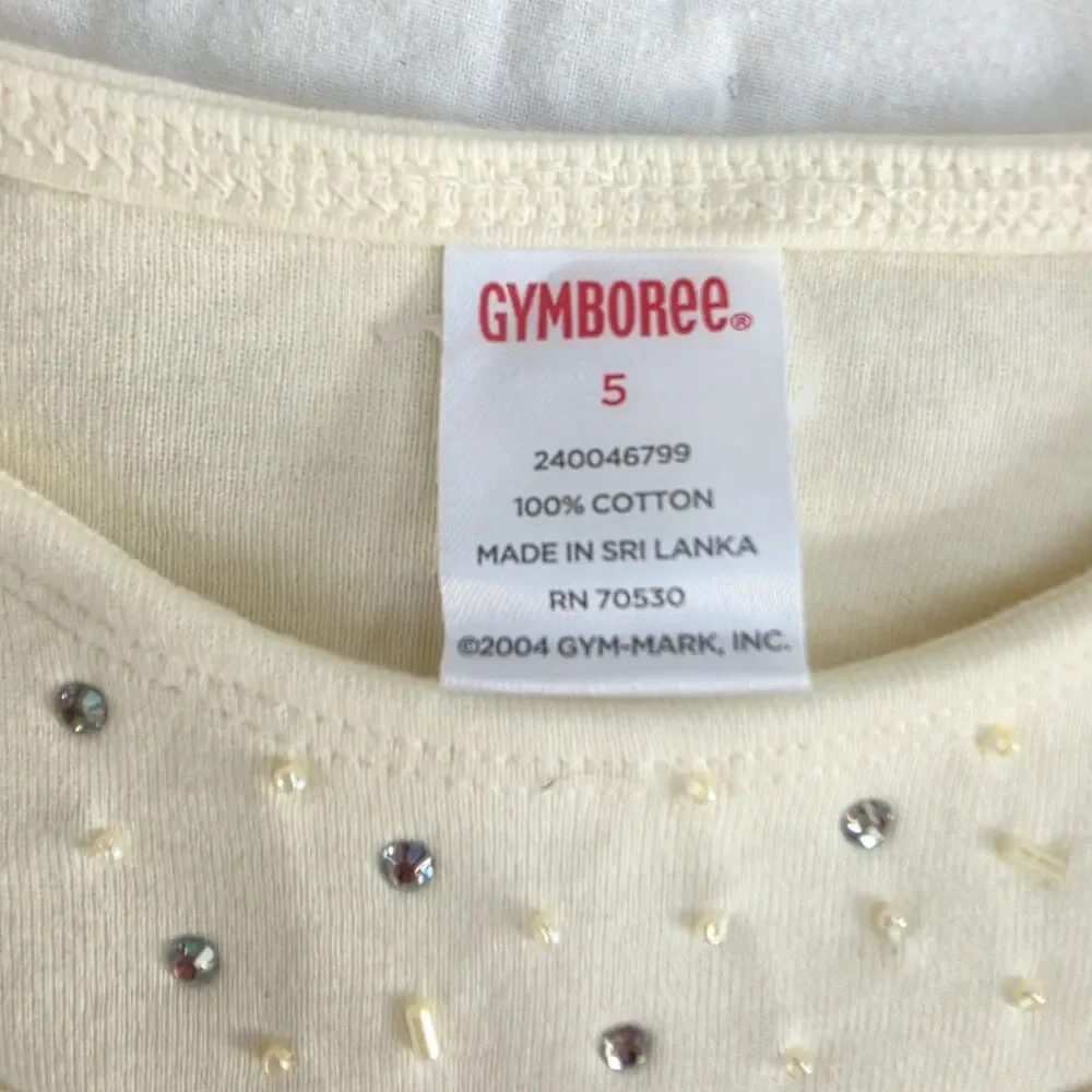 Vintage Gymboree Long Sleeve Top Size 5 Ivory Rhinestone Beaded Collar NWT